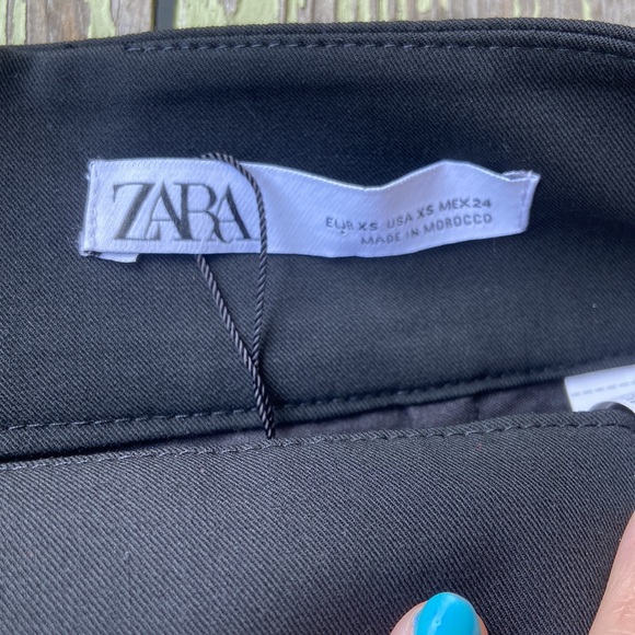 Zara Black Mini Belted Skirt Rhinestone Buckle BNWT XS - Picture 5 of 7